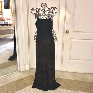 Black & Brown Glitter Evening Dress